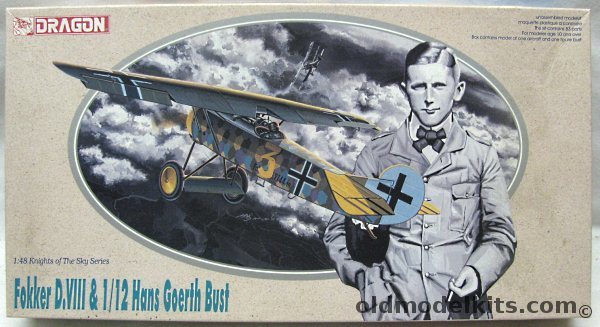 Dragon 1/48 Fokker DVIII (D-VIII) And 1/12 Hans Goerth Bust - Imperial German Naval Air Service Marine Feld Jasta 3 Flown By Vizeflumeister Hans Goerth, 5909 plastic model kit